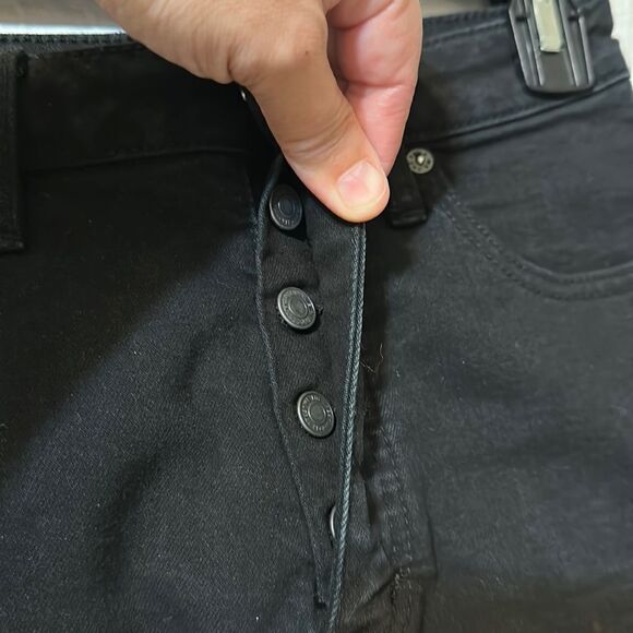 free people 26 crvy High Rise Black Raw Fringe Frayed Hem Denim Shorts - Picture 6 of 13